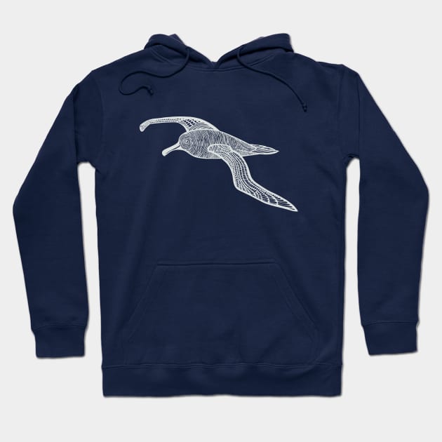 Sooty Albatross Ink Art - cool native bird design - on dark blue Hoodie by Green Paladin